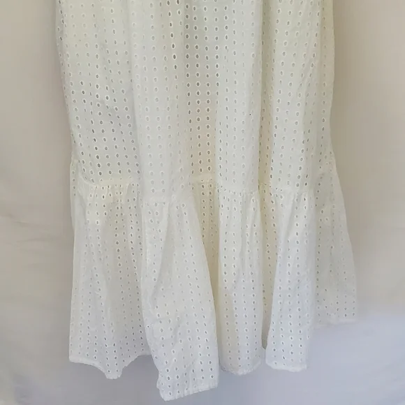 A New Day White Eyelet Puff Sleeve Midi Dress Cotton Ruffles Tiered Size XXL - Picture 4 of 15